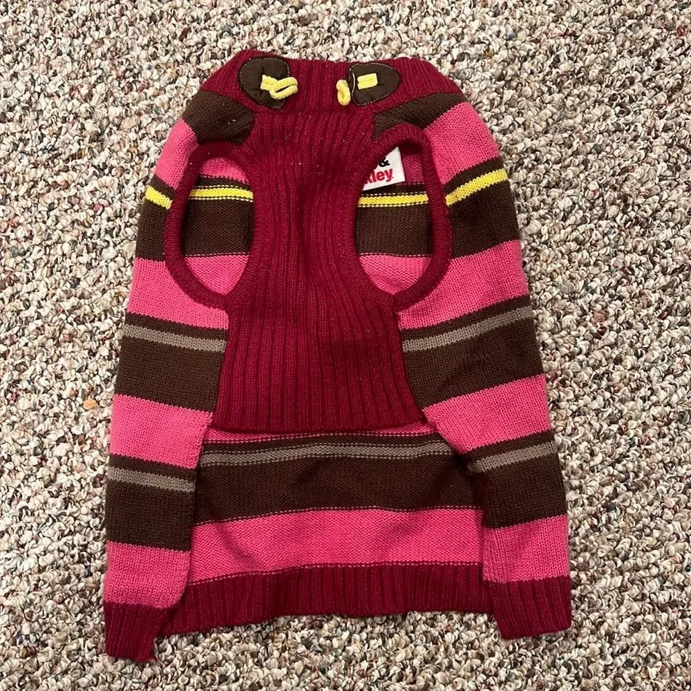 Maroon/Pink Striped Pet Sweater by Boots & Barkley